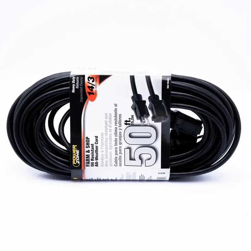  Extension Cords Cable de alimentación de extensión eléctrica  resistente de 100 pies, calibre 12, color negro : Todo lo demás