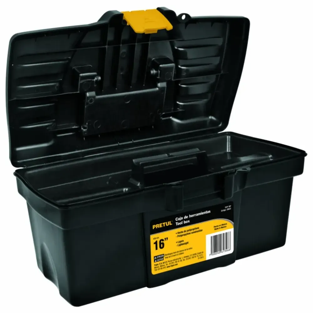 Caja para Herramientas Plastica Negra Pretul 16plg
