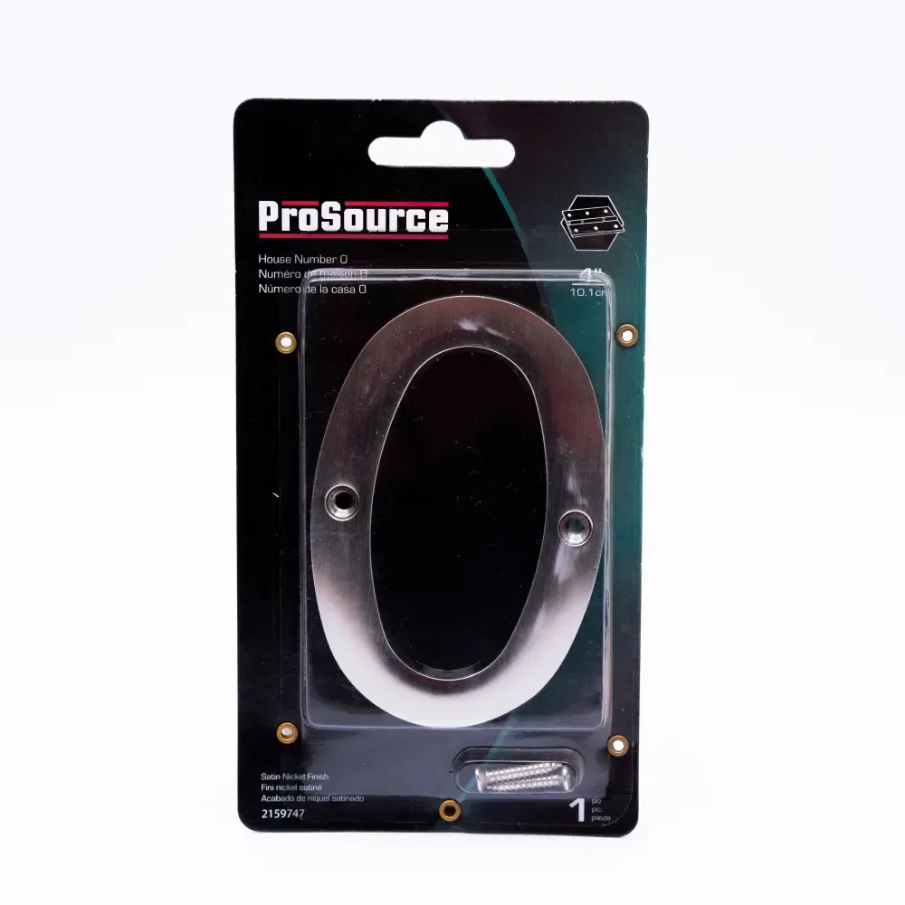 Numero Metalico Niquel Satinado #0 Atornillable Prosource 4Plg