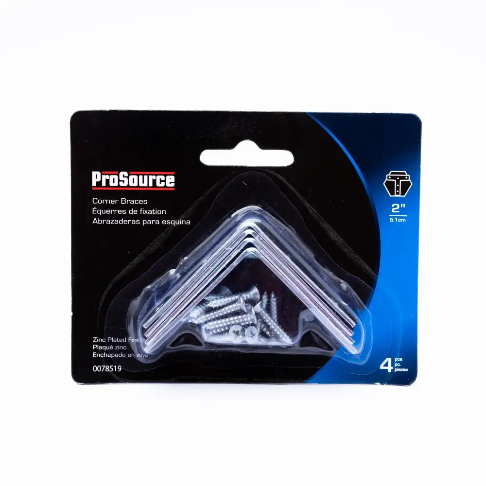 Escuadra Esquinera Galvanizada Con Tornillos Prosource 5/8X2Plg 4-Piezas