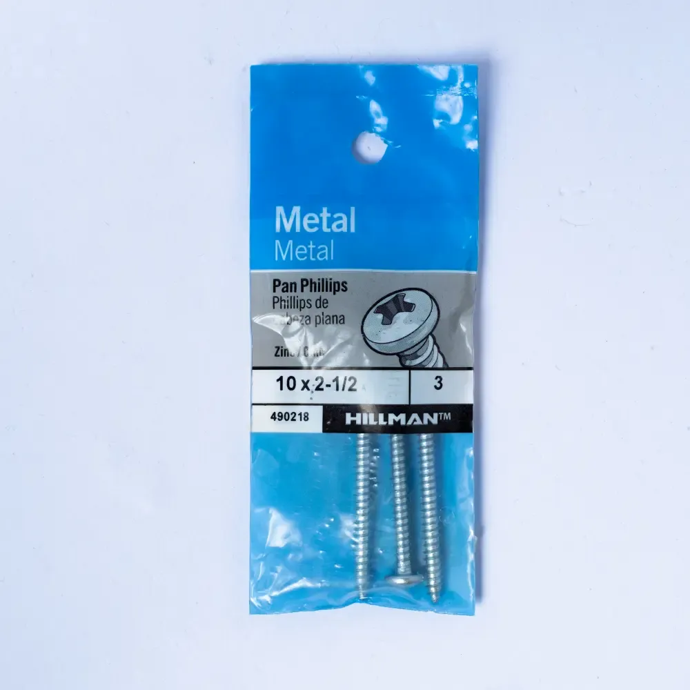 Tornillo Cabeza Redonda Phillips Para Metal Hillman #10X2.1/2-Plg 3-Piezas
