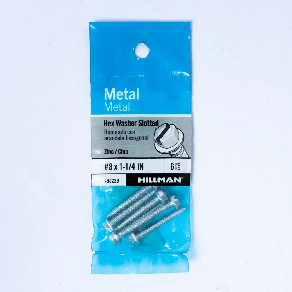 Tornillo Cabeza Hexagonal Para Metal Hillman #8X1.1/4-Plg 6-Piezas