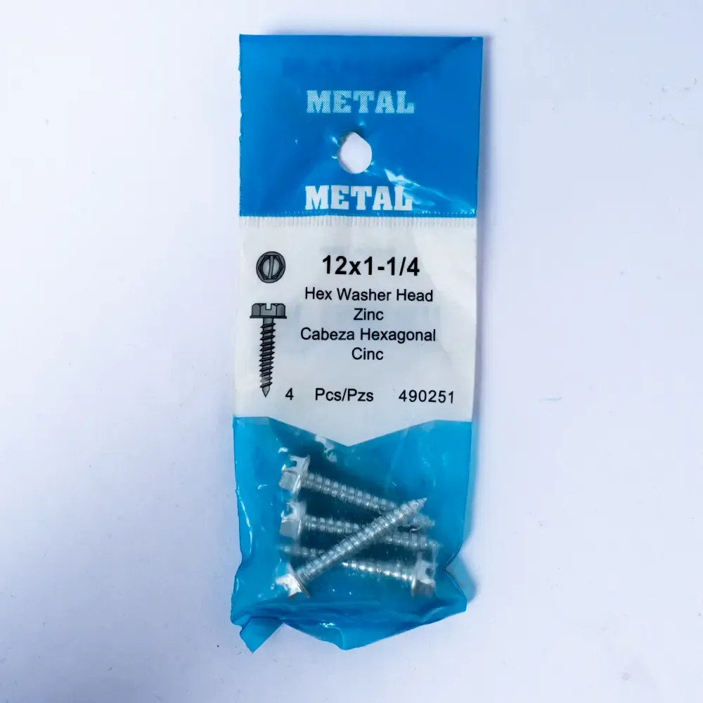 Tornillo Cabeza Hexagonal Para Metal Hillman #12X1.1/4-Plg 4-Piezas