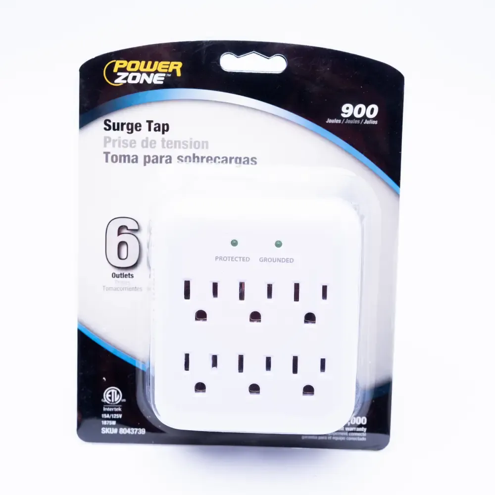 Protector Cuadrado Blanco 6-Entrada Power Zone 125V 15Amp 1140-Jlt