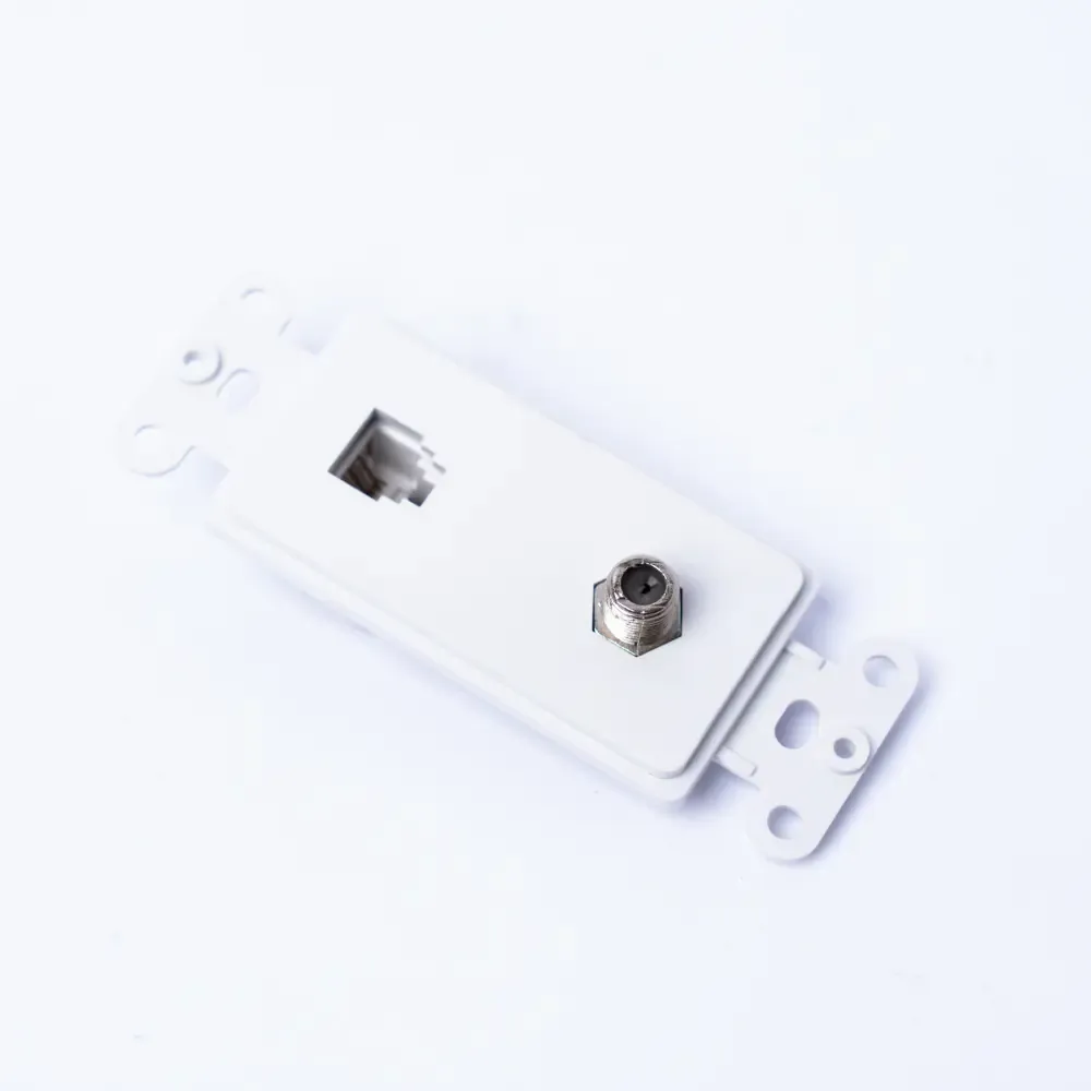 Contacto (Tomacorriente) Decorador Blanco Coaxial Y Telefono Eaton