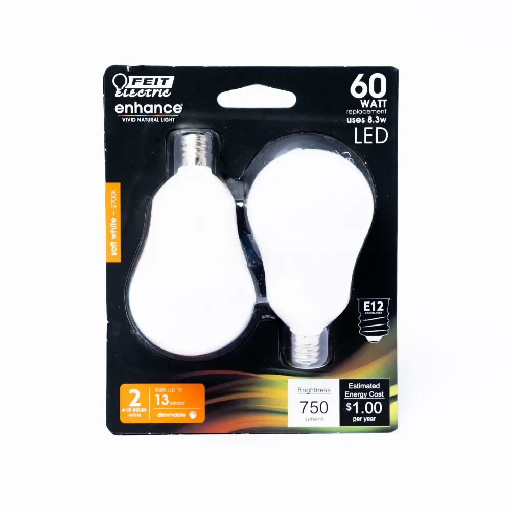 Bombillo Led Luz Calida Feit Electric 120V E12 750.Lumines 2700K 2-Piezas