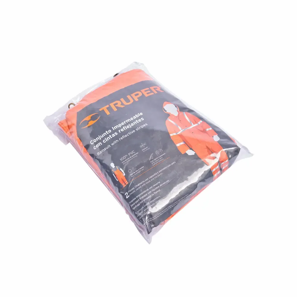 Capote Impermiable Reflectivo Naranja Truper Grande