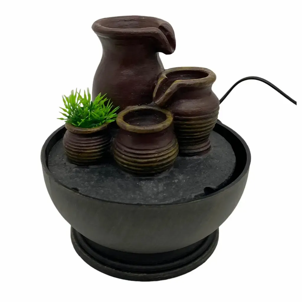 FUENTE DE AGUA 17.8X17.8CM JARRON CON LUZ PARA JARDIN