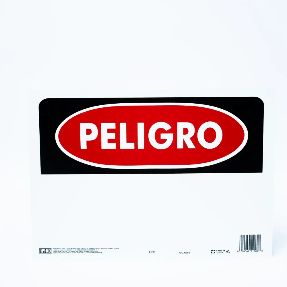 Rotulo Plastico "Peligro" Hy-Ko 10X14-Plg