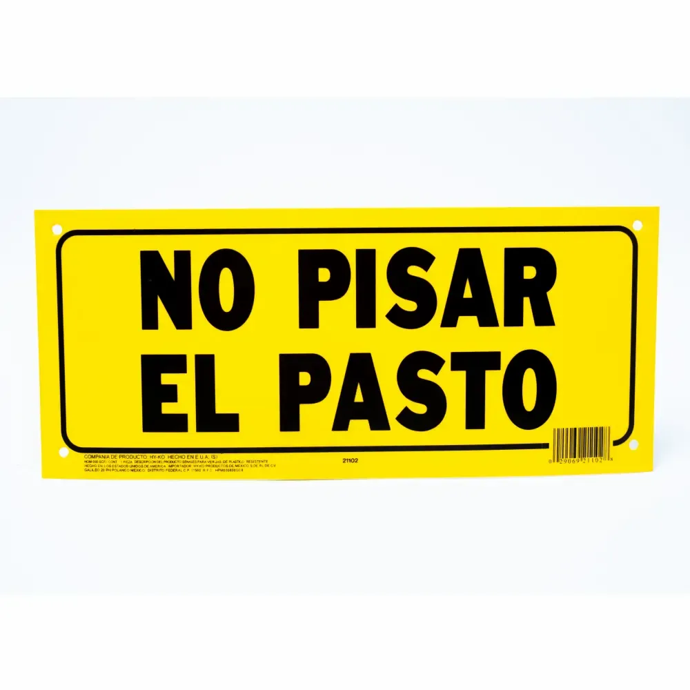 Rotulo Plastico "No Pisar El Pasto" Hy-Ko 6X14-Plg