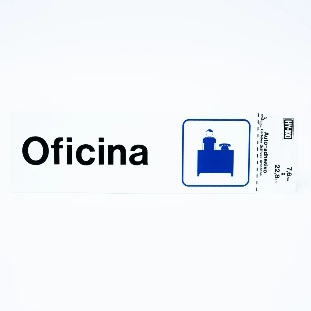 Rotulo Plastico Con Adhesivo "Oficina" Hy-Ko 3X9-Plg