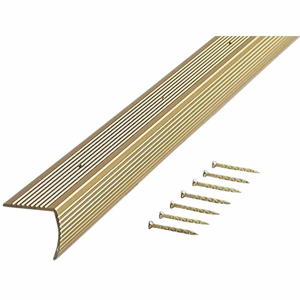 Umbral De Borde Estriado Laton Satinado Para Piso M-D Building 1.1/8X36 Plg