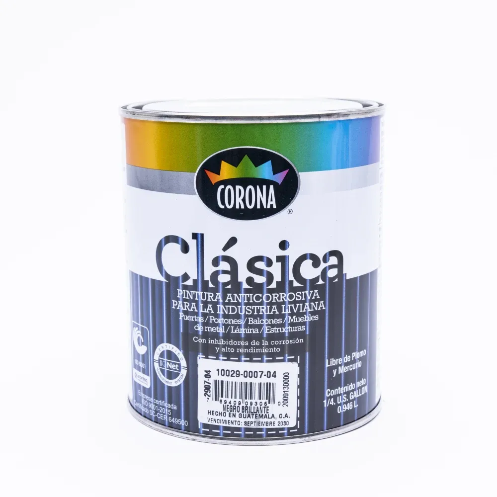 Pintura Anticorrosivo Corona Clasica 1/4  2907-04 (Negro)
