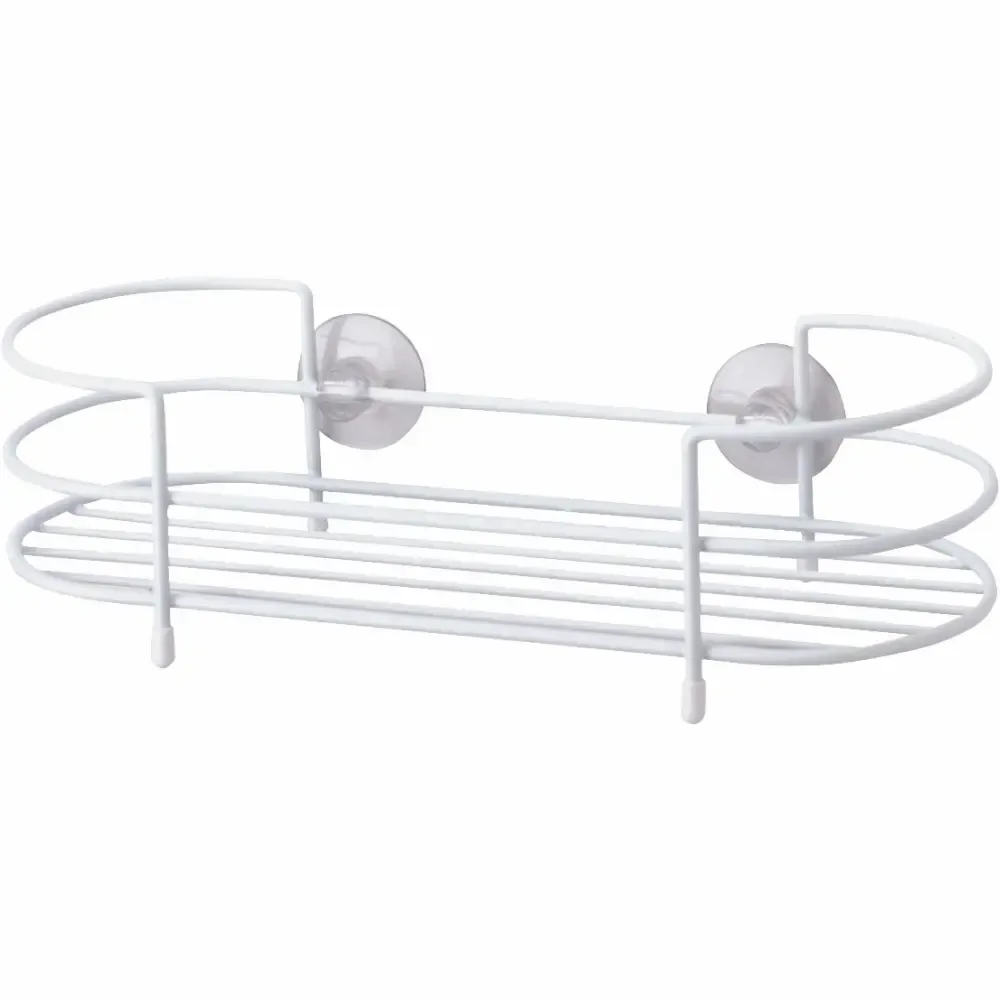 Organizador Ovalado Blanco Con Ventosa Para Baño Simple Spaces