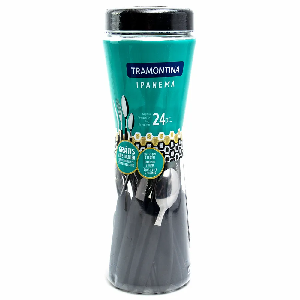 Cubierto Tramontina Juego (24Pzs) Ipanema Negro Para Mesa