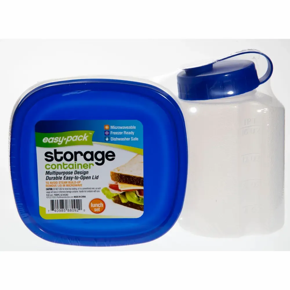 Recipiente Con Bote Plastico Transparente Easy-Pack Flp 2-Piezas
