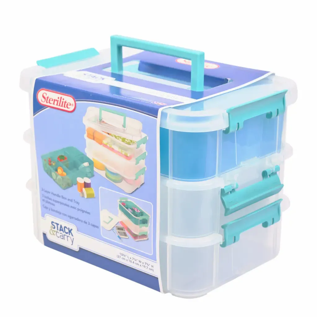 Organizador Triple Azul-Transparente Multiusos Sterilite 27X18.4X19.7Cm