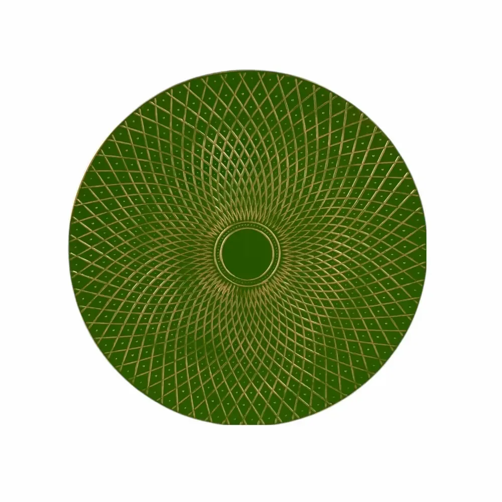 Portaplato Circular 33X33X1.7Cm Verde Dorado