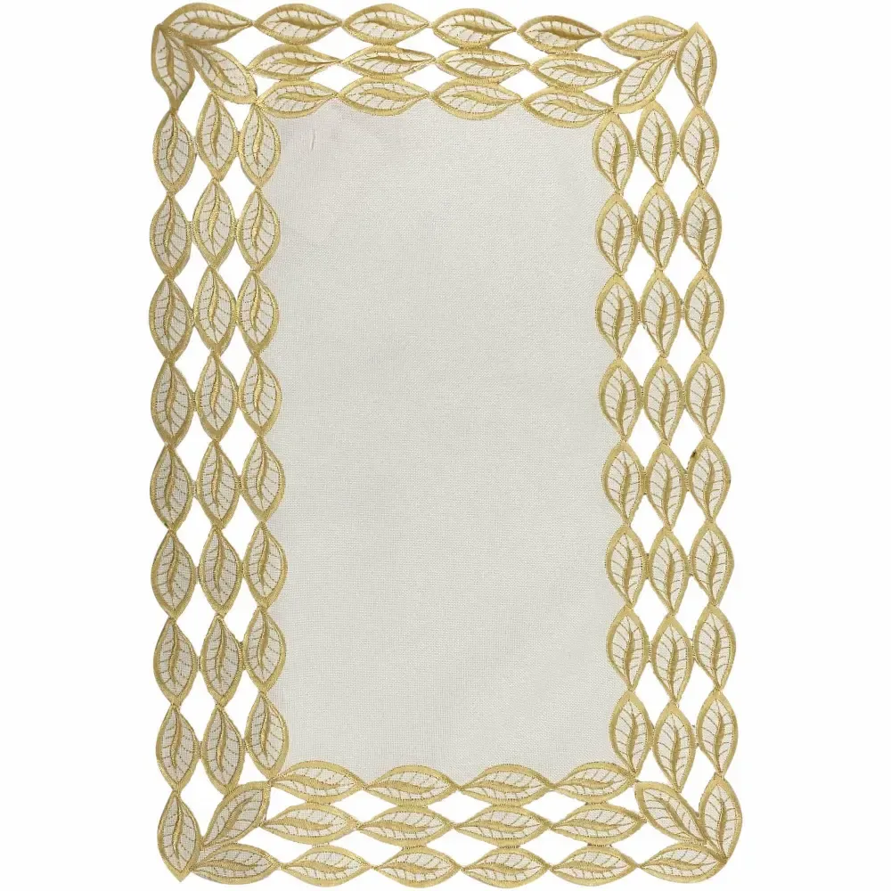 Mantel Individual 45X30Xcm Hoja Blanco Dorado