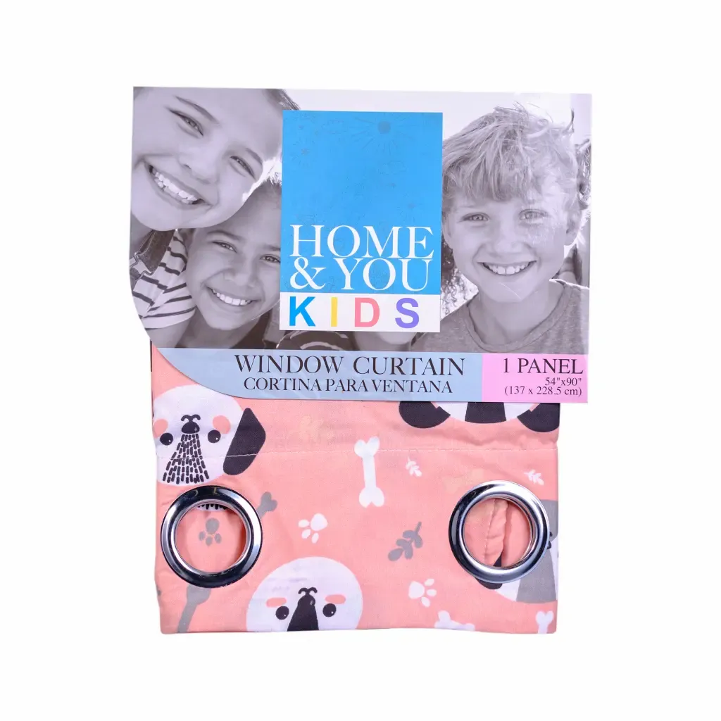 Cortina Infantil Coral Diseño Mascota Con 8-Aros Home & You Kids 54X90Plg 
