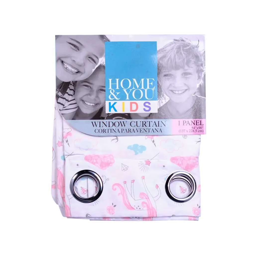 Cortina Infantil Diseño Pony Rosa Con 8-Aros Home & You Kids 54X90-Plg