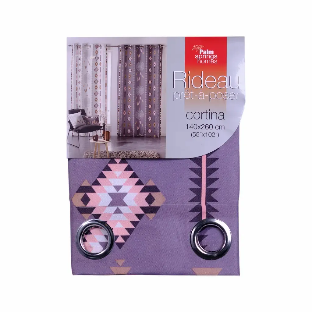 Cortina Diseño Multicolor Con 8-Aros Para Sala Palm Springs 55X102Plg