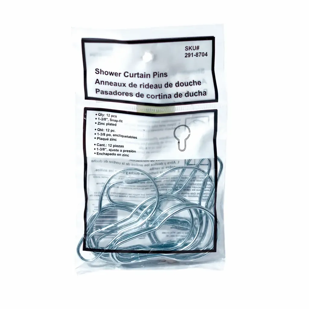 Gancho Metal Satinado Para Cortina De Baño Orgill 1.3/8Plg 12-Piezas