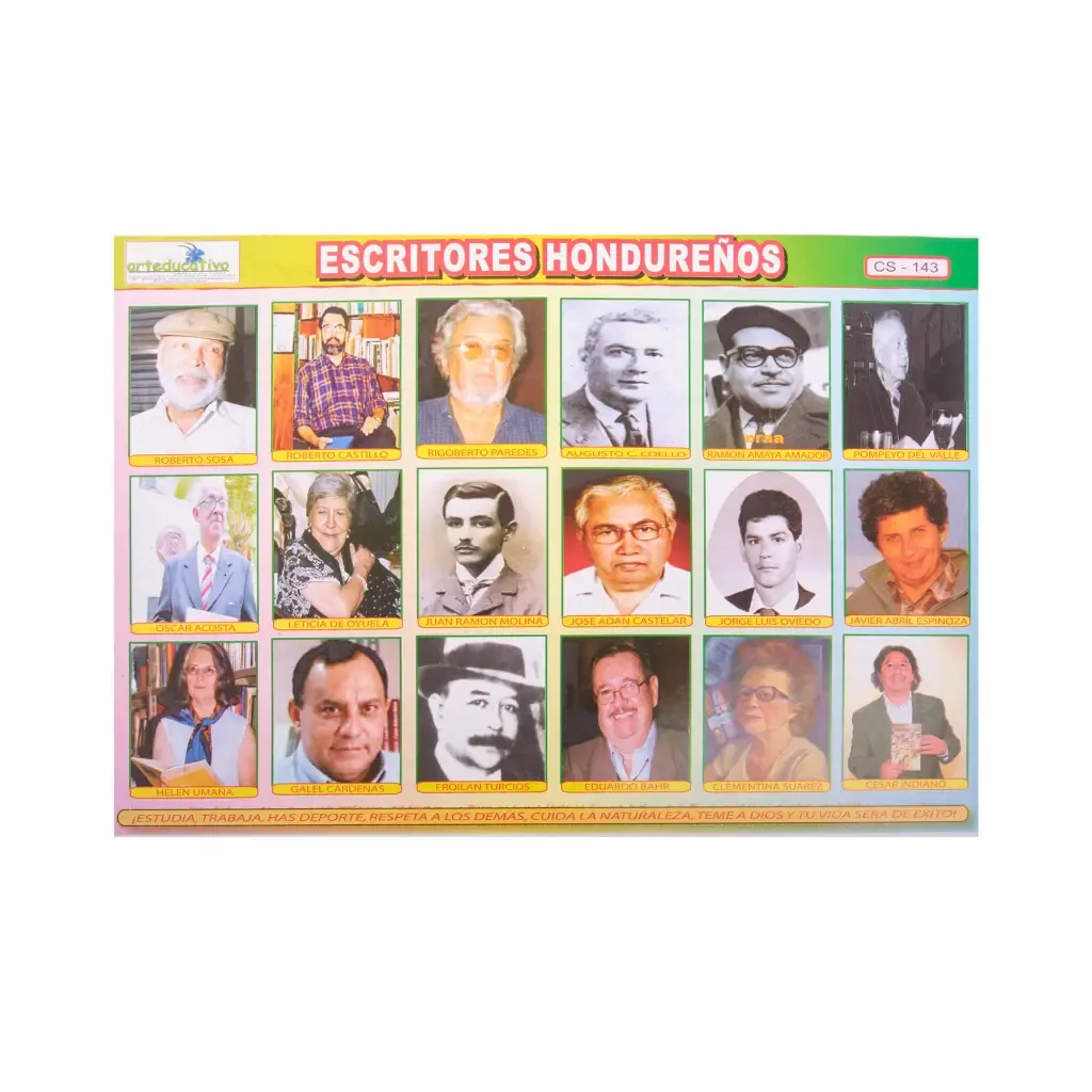 Lamina Educativa Escritores Hondureños Arteducativo