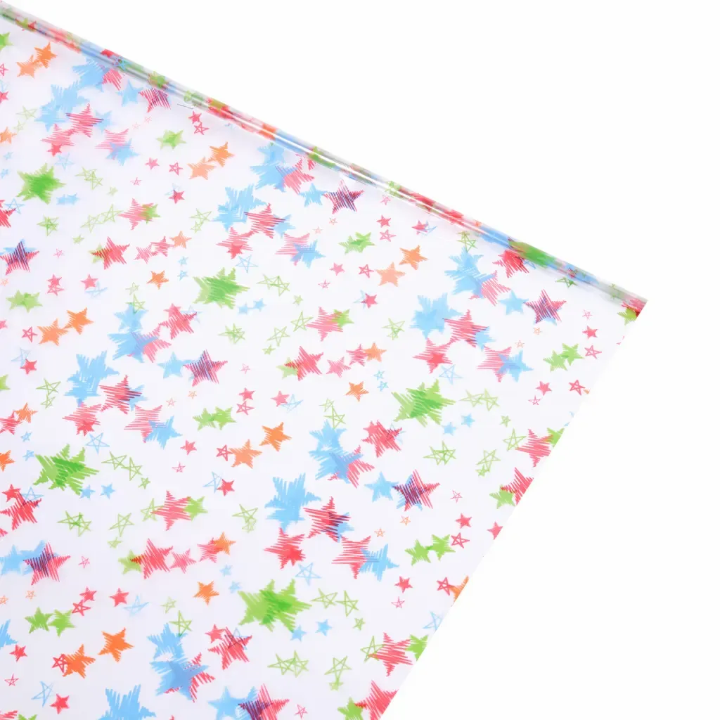 Papel Celofan Decorado Con Estrellas De Colores 70X100Cm