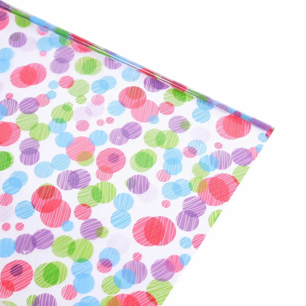 Papel Celofan Decorado Con Circulos De Colores 70X100Cm