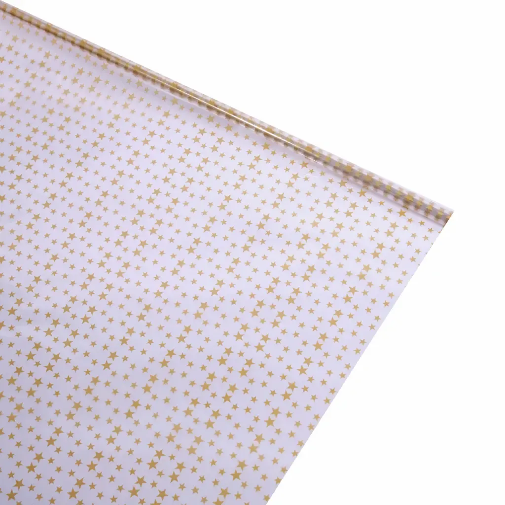Papel Celofan Decorado De Estrellas Doradas 70X100Cm