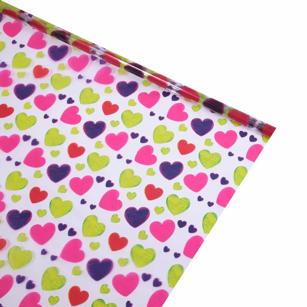 Papel Celofan Decorado De Corazones Grandes-Pequeños 70X100Cm