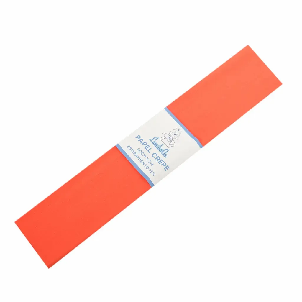 Papel Crepe Rojo Naranja 75% Estiramiento Larach Y Cia 50X200Cm