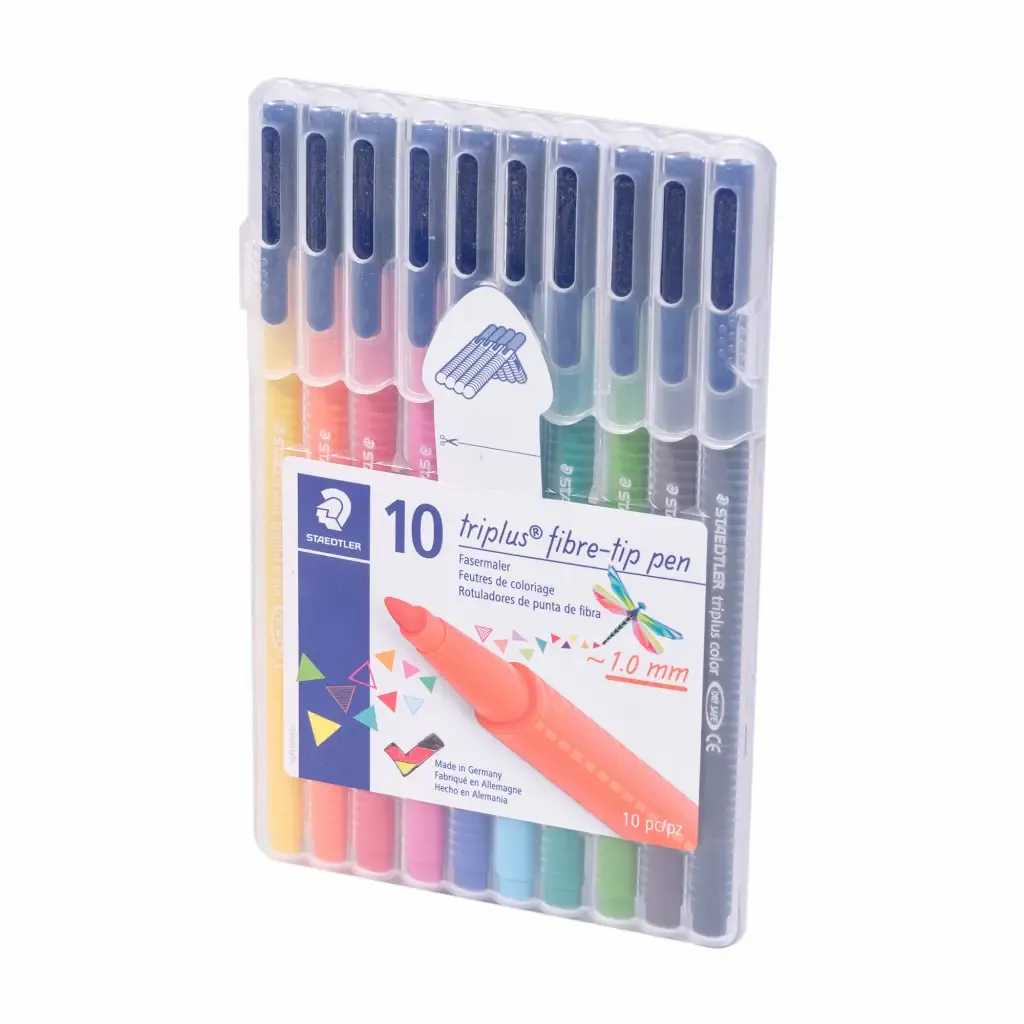 Marcador Triplus Fibre-Tip 10-Colores Punta Conica Staedtler 1.0Mm