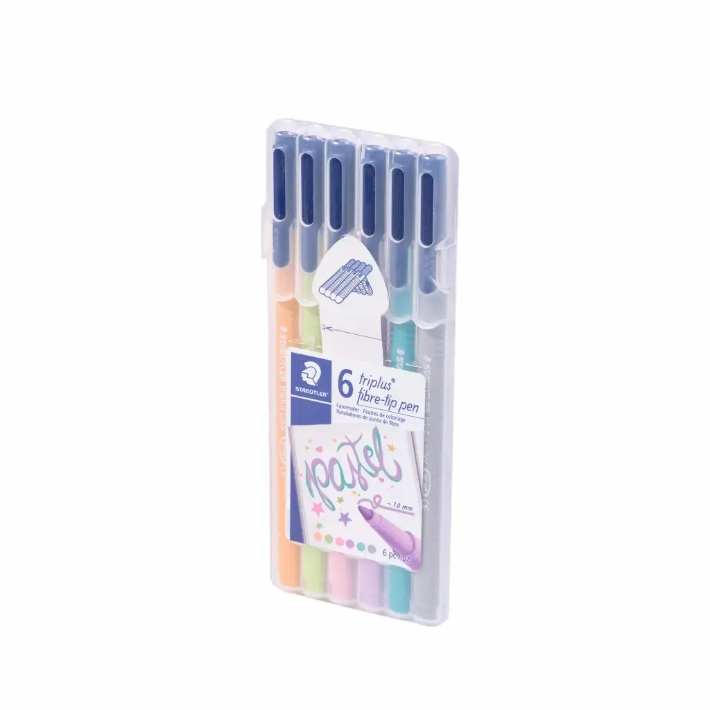 Marcador Triplus Fibre-Tip 6-Colores Pastel Mix Punta Conica Staedtler 1.0Mm
