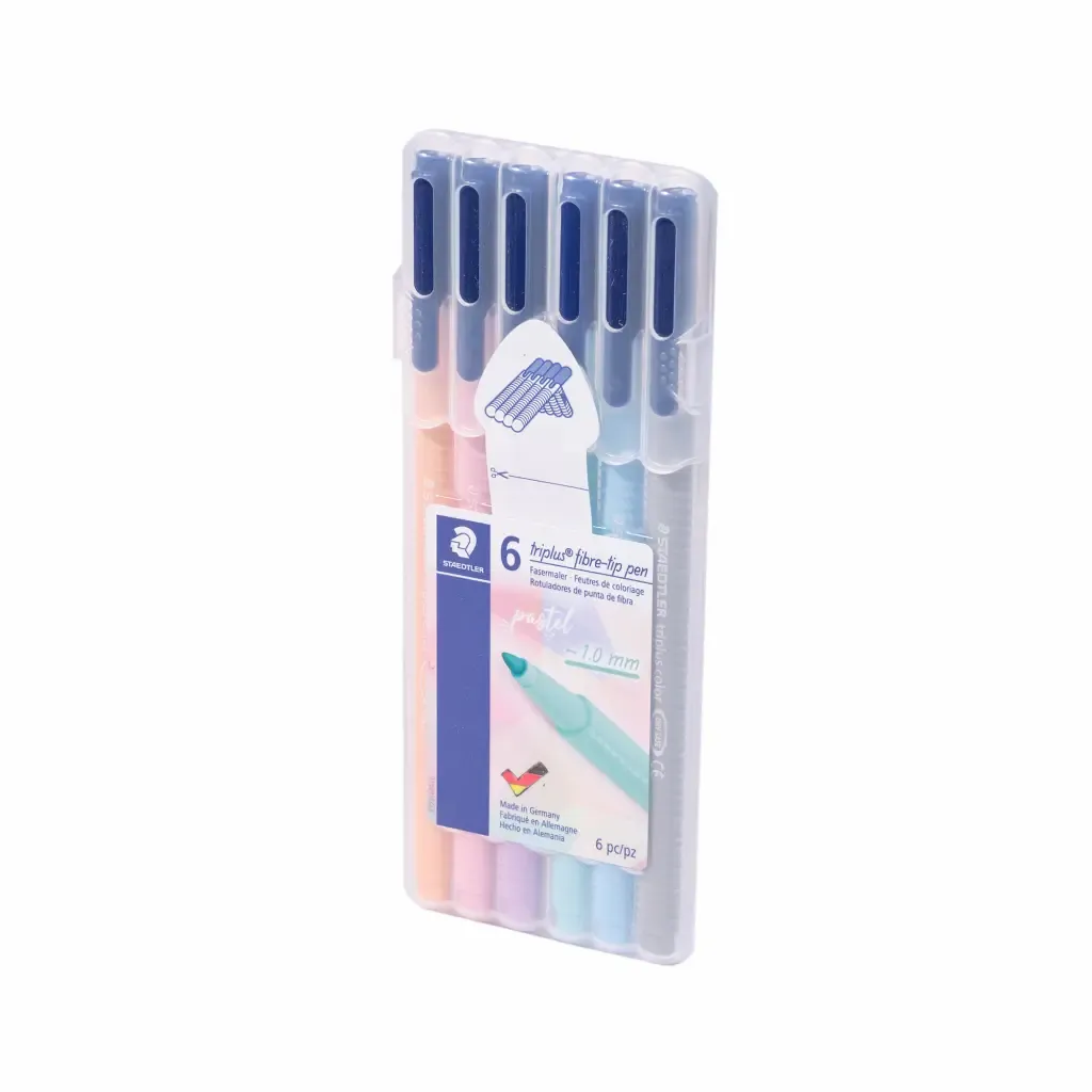 Marcador Triplus Fibre-Tip 6-Colores Pastel Punta Conica Staedtler 1.0Mm