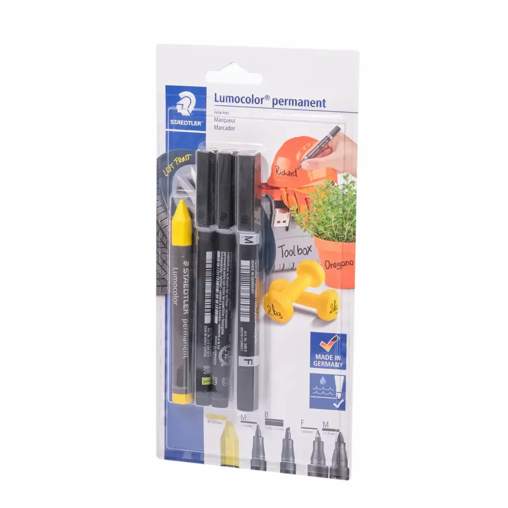 Marcador Permanente Lumocolor Negro Multiusos Staedtler 4-Piezas