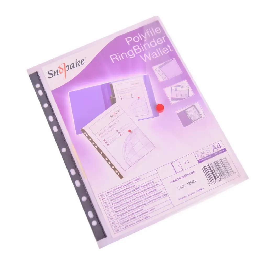 Carpeta Plastica Transparente Tamaño A4 Con Broche Snopake