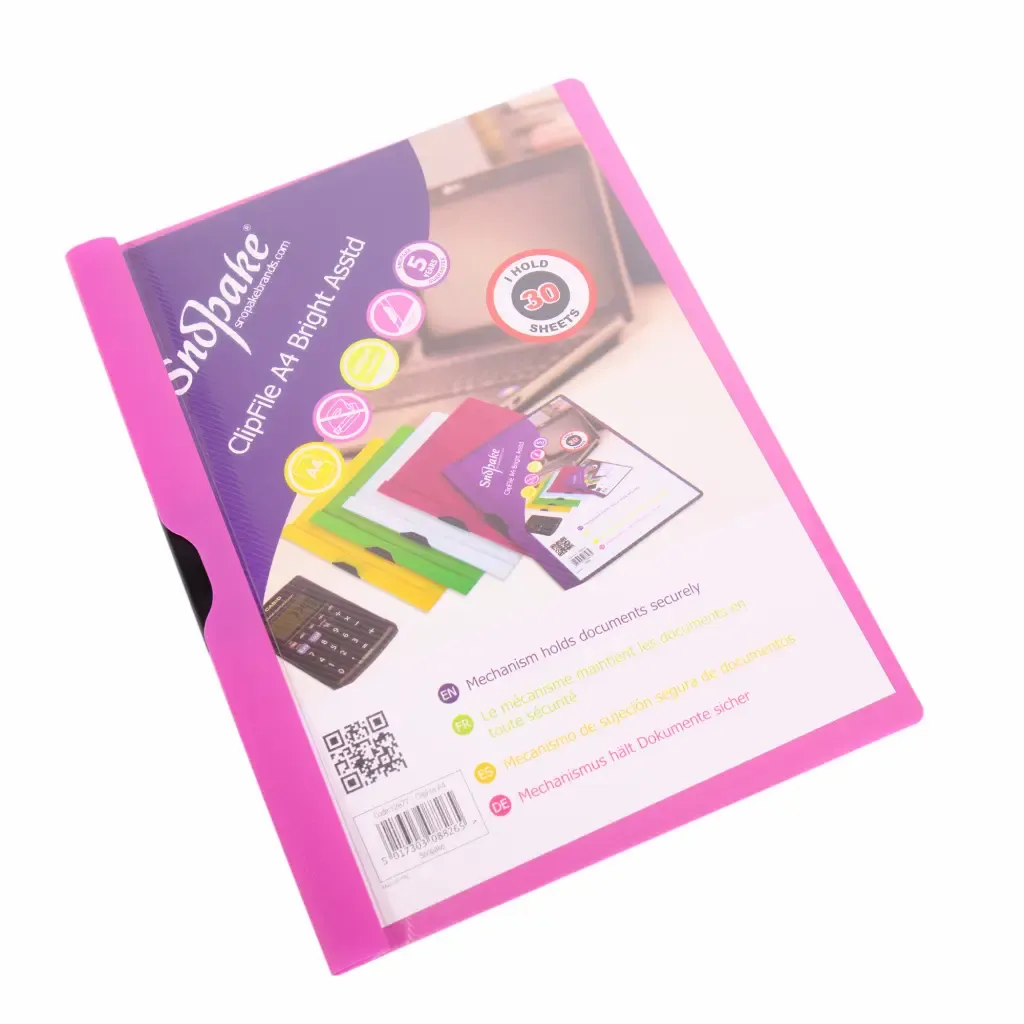 Carpeta Plastica Colores Surtido Con Clip Tamaño A4 Snopake