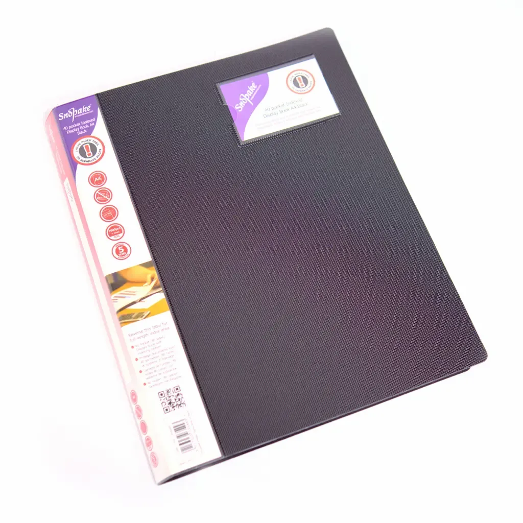 Carpeta Negra Con 40-Hojas Protectoras Tamaño A4 Snopake