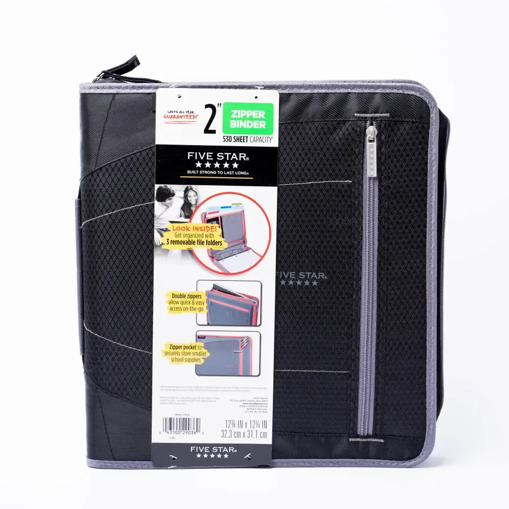 Folder Five Star Doble Zipper Color Surtido Mead 2Plg