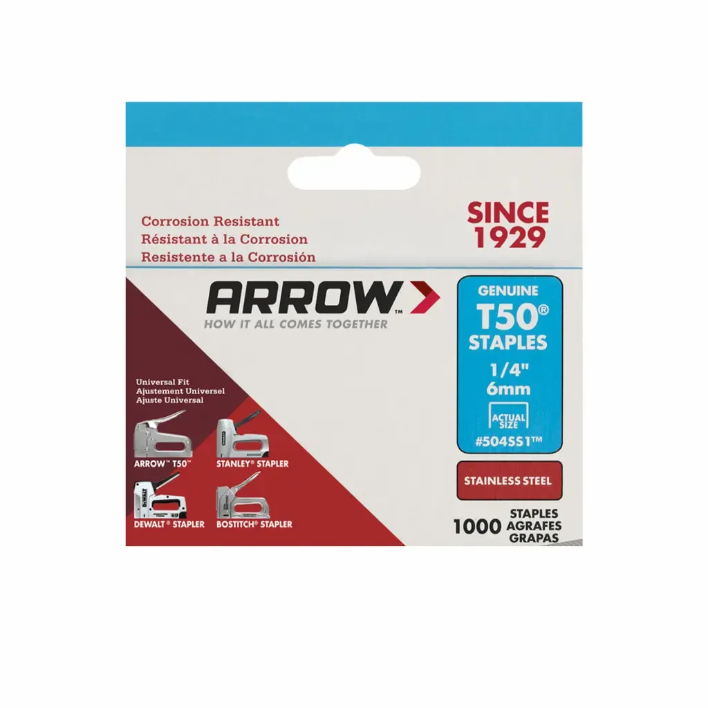 Grapas Galvanizada #T50 Arrow 1/4Plg 1250-Piezas