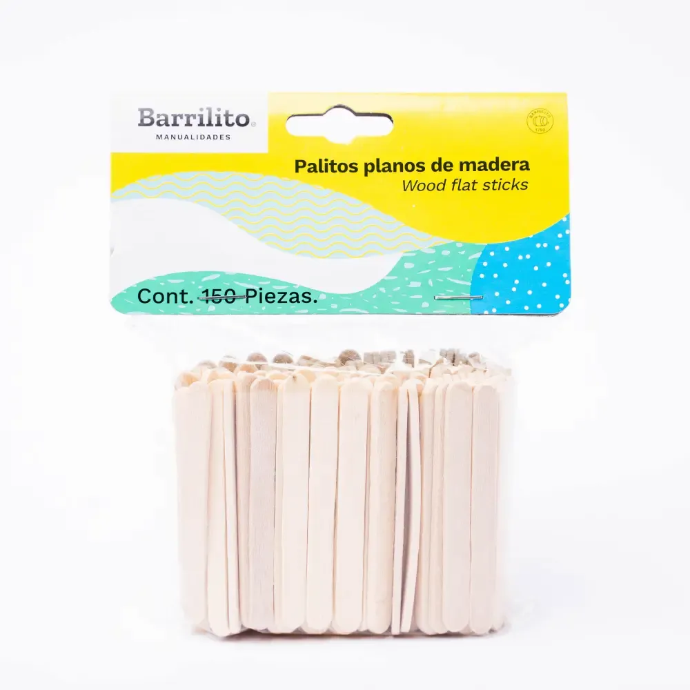 Palilla Plana Madera Color Natural Barrilito 150-Piezas