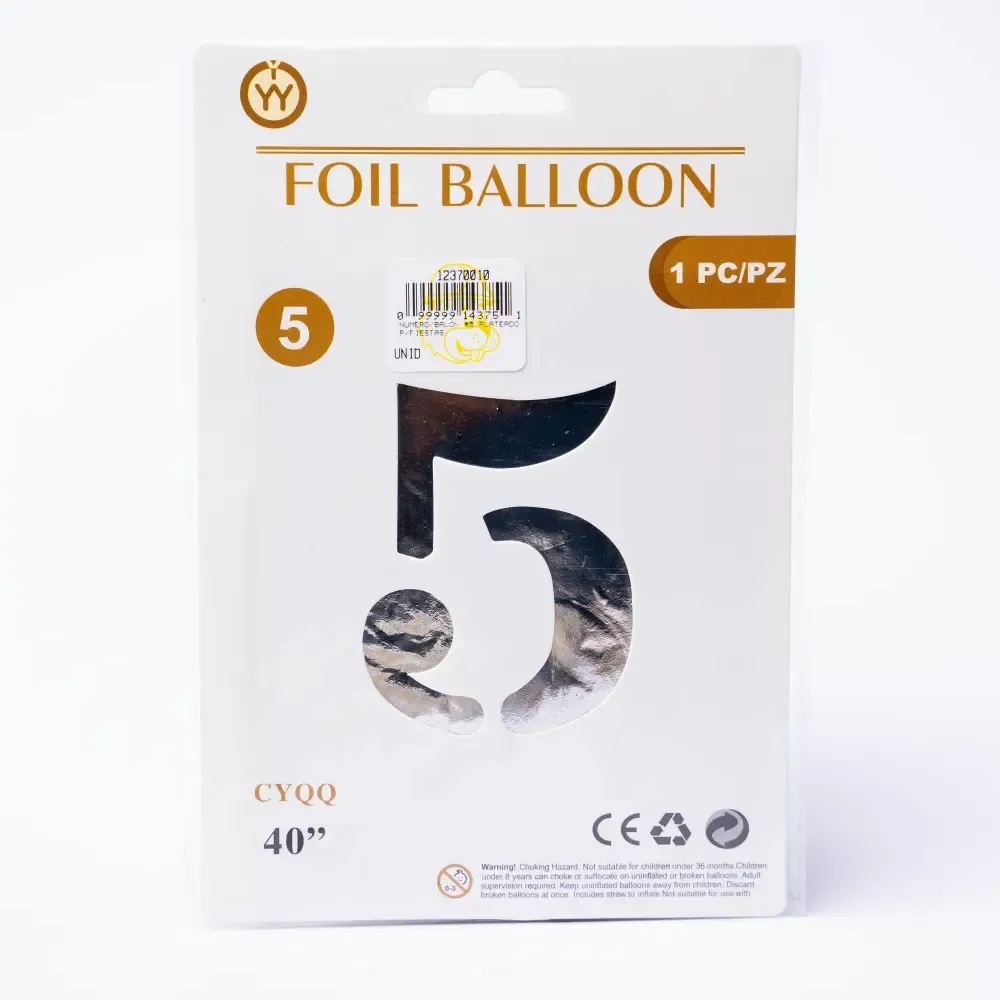 Balon #5 Plateado Para Fiestas