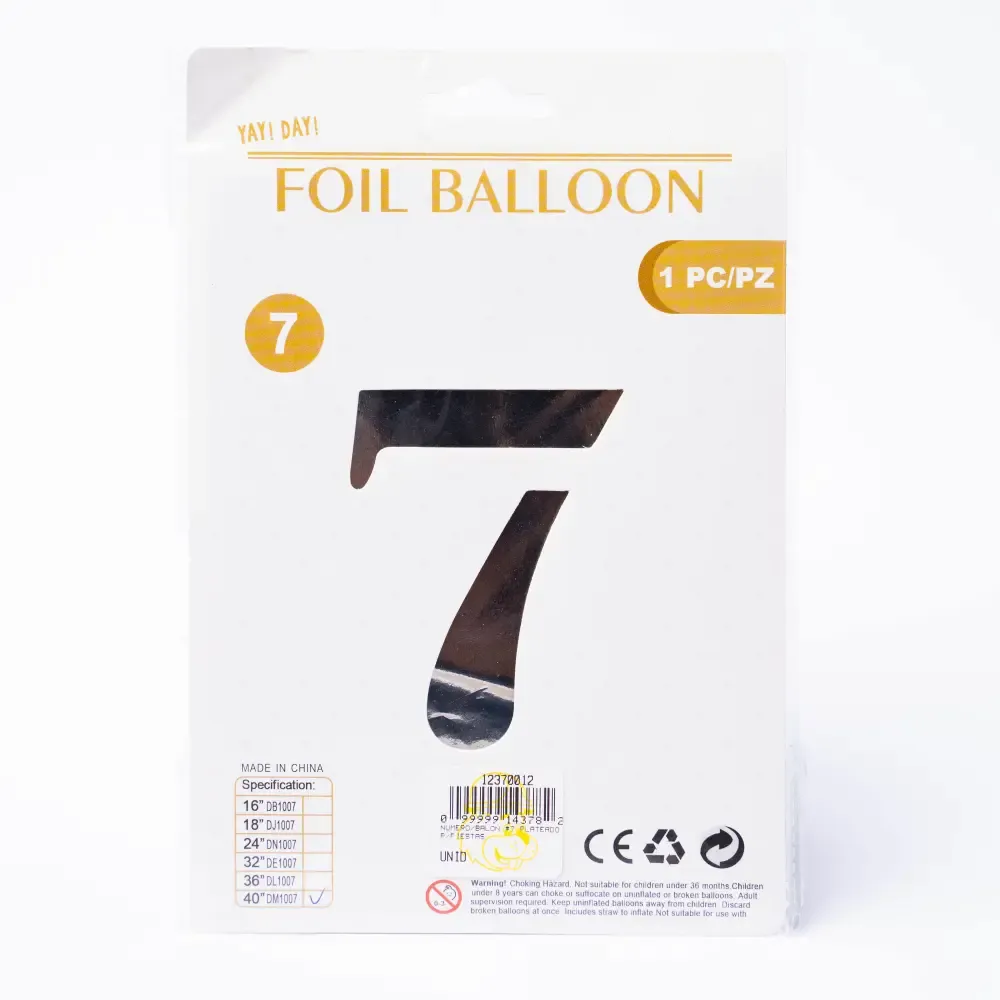 Balon #7 Plateado Para Fiestas