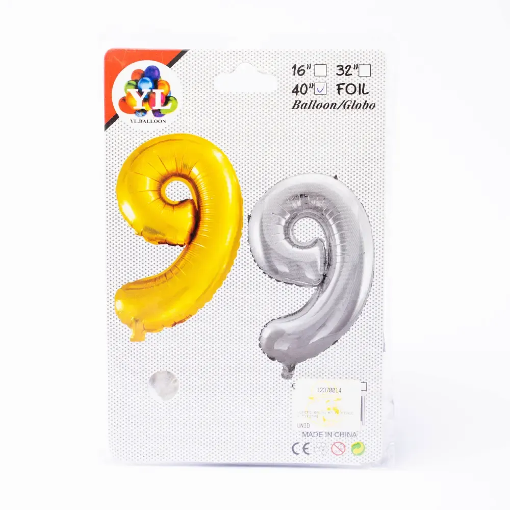Balon #9 Plateado Para Fiestas