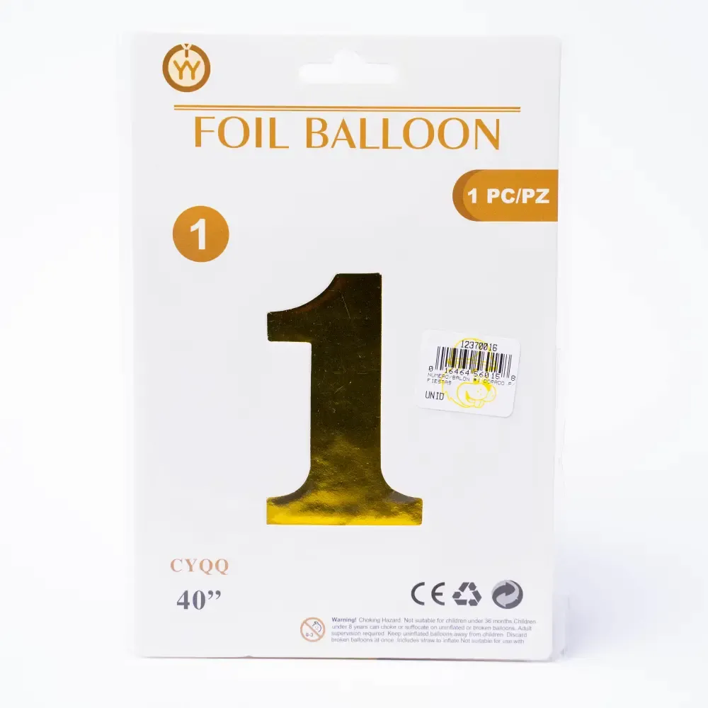 Balon #1 Dorado Para Fiestas