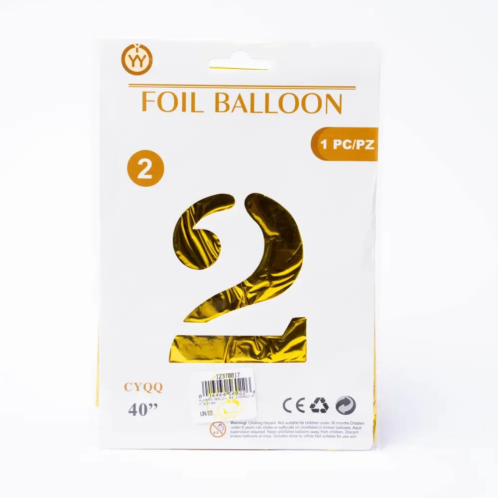 Balon #2 Dorado Para Fiestas