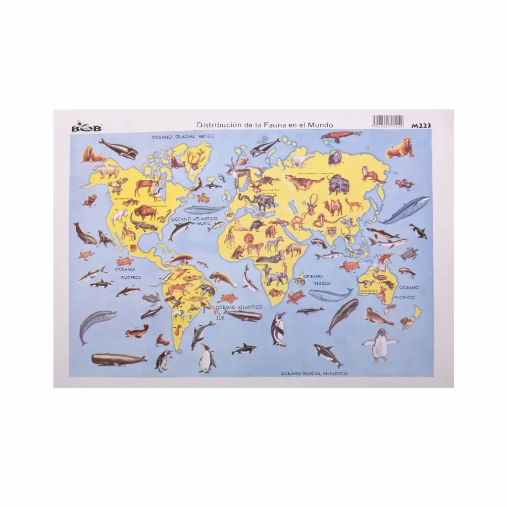 Lamina Educativa Distribucón De La Fauna En El Mundo Bob