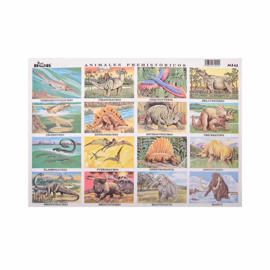 Lamina Educativa Animales Prehistoricos Bob